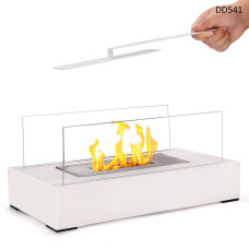 Șemineu decorativ dreptunghiular cu bioetanol, alb, cu panouri de sticlă - DD541 - Sellzone.bg Șemineu decorativ dreptunghiular cu bioetanol, alb, cu panouri de sticlă - DD541