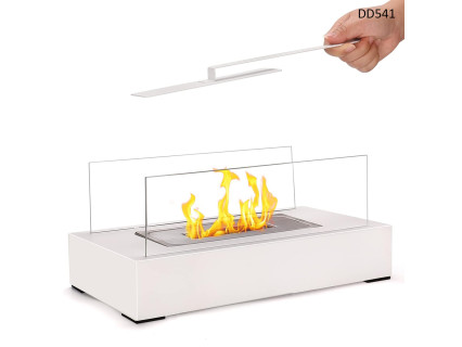 Șemineu decorativ dreptunghiular cu bioetanol, alb, cu panouri de sticlă - DD541 - Sellzone.bg Șemineu decorativ dreptunghiular cu bioetanol, alb, cu panouri de sticlă - DD541