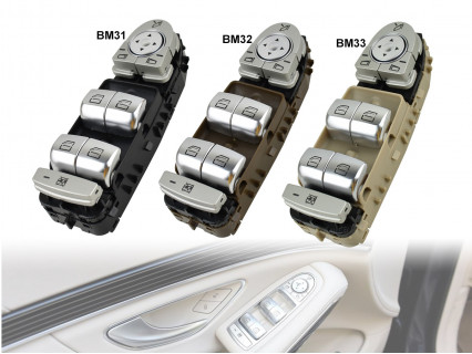 Consolă în trei culori cu butoane argintii pentru geamuri electrice Mercedes C W205 GLC X253 W253 - BM31-BM33 - Sellzone.bg Consolă în trei culori cu butoane argintii pentru geamuri electrice Mercedes C W205 GLC X253 W253 - BM31-BM33