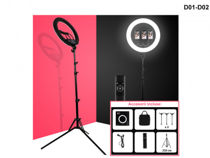 Ring light LED cu trepied de 210 cm - D01 / D02 - Sellzone.bg Ring light LED cu trepied de 210 cm - D01 / D02