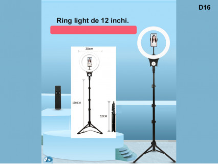 Ring light cu LED pentru iluminat 12 inch cu terpied de 210cm - D16 - Sellzone.bg Ring light cu LED pentru iluminat 12 inch cu terpied de 210cm - D16