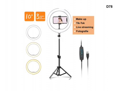 Ring light LED de 10 inchi cu suport de 210 cm - D78 - Sellzone.bg Ring light LED de 10 inchi cu suport de 210 cm - D78