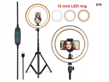 Ring light LED cu inel pentru selfie de 12 inchi si trepied 210 cm - D79 - Sellzone.bg Ring light LED cu inel pentru selfie de 12 inchi si trepied 210 cm - D79
