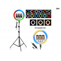 Ring light LED RGB de 13 inchi cu trepied de 210 cm și suport de telefon - D84 - Sellzone.bg Ring light LED RGB de 13 inchi cu trepied de 210 cm și suport de telefon - D84