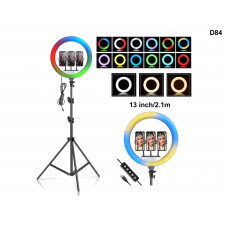 Ring light LED RGB de 13 inchi cu trepied de 210 cm și suport de telefon - D84 - Sellzone.bg Ring light LED RGB de 13 inchi cu trepied de 210 cm și suport de telefon - D84