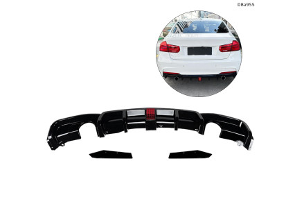 Difuzor tuning pentru bara spate cu lumini LED și splittere pentru BMW 3 F30 M cu evacuare dublă – DBa955 - Sellzone.bg Difuzor tuning pentru bara spate cu lumini LED și splittere pentru BMW 3 F30 M cu evacuare dublă – DBa955