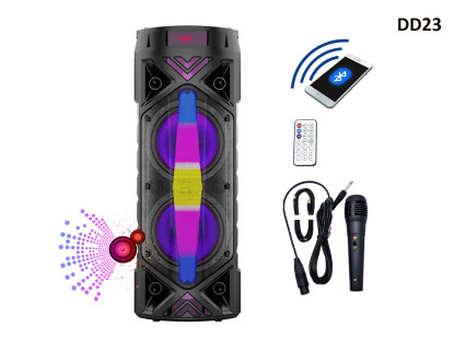 Difuzor Karaoke Bluetooth cu bass puternic si LED lumini+microfon si telecomanda - DD23 - Sellzone.bg Difuzor Karaoke Bluetooth cu bass puternic si LED lumini+microfon si telecomanda - DD23