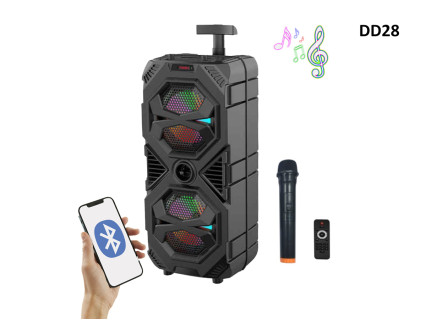 Bluetooth boxa portabila cu microfon si telecomanda - DD28 - Sellzone.bg Bluetooth boxa portabila cu microfon si telecomanda - DD28