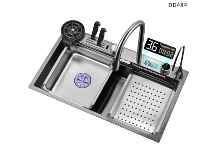 Chiuveta de bucatarie multifunctionala cu cascada din otel inoxidabil - DD484 - Sellzone.bg Chiuveta de bucatarie multifunctionala cu cascada din otel inoxidabil - DD484