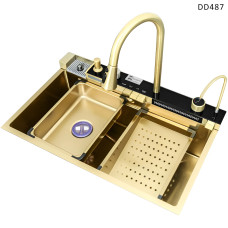 Chiuvetă de bucătărie aurie de lux cu multifuncții și afișaj - DD487 - Sellzone.bg Chiuvetă de bucătărie aurie de lux cu multifuncții și afișaj - DD487