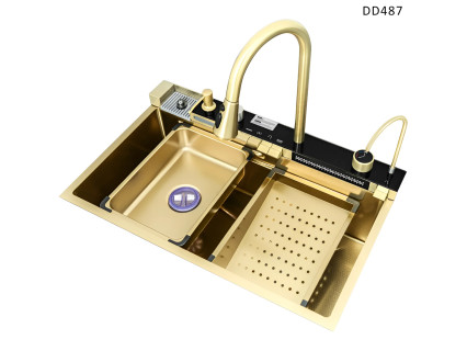 Chiuvetă de bucătărie aurie de lux cu multifuncții și afișaj - DD487 - Sellzone.bg Chiuvetă de bucătărie aurie de lux cu multifuncții și afișaj - DD487