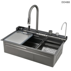 Chiuvetă de bucătărie de lux cu funcții și afișaj negra - DD488 - Sellzone.bg Chiuvetă de bucătărie de lux cu funcții și afișaj negra - DD488
