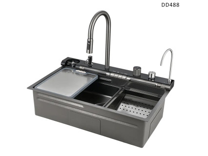 Chiuvetă de bucătărie de lux cu funcții și afișaj negra - DD488 - Sellzone.bg Chiuvetă de bucătărie de lux cu funcții și afișaj negra - DD488