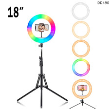 Lampă inel LED cu iluminare RGB de 18 inchi cu suport - DD490 - Sellzone.bg Lampă inel LED cu iluminare RGB de 18 inchi cu suport - DD490