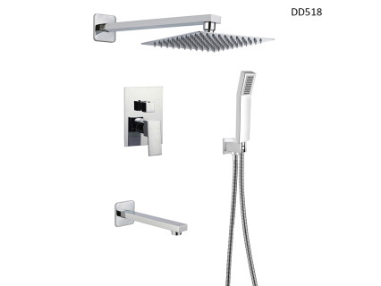 Duș de lux pentru montaj în perete cu baterie de perete, culoare crom – DD518 - Sellzone.bg Duș de lux pentru montaj în perete cu baterie de perete, culoare crom – DD518