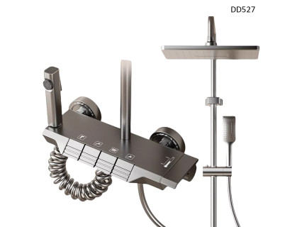 Sistem de duș de lux cu butoane tip pian și 4 funcții – culoare nichel - DD527 - Sellzone.bg Sistem de duș de lux cu butoane tip pian și 4 funcții – culoare nichel - DD527