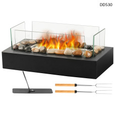 Șemineu decorativ cu bioetanol negru cu set de accesorii - DD530 - Sellzone.bg Șemineu decorativ cu bioetanol negru cu set de accesorii - DD530