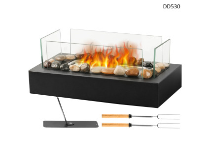 Șemineu decorativ cu bioetanol negru cu set de accesorii - DD530 - Sellzone.bg Șemineu decorativ cu bioetanol negru cu set de accesorii - DD530