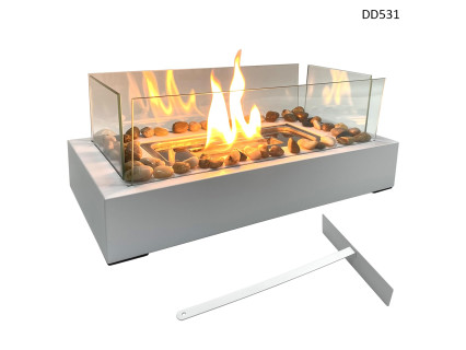 Șemineu decorativ de masă cu bioetanol, alb, cu set de accesorii - DD531 - Sellzone.bg Șemineu decorativ de masă cu bioetanol, alb, cu set de accesorii - DD531
