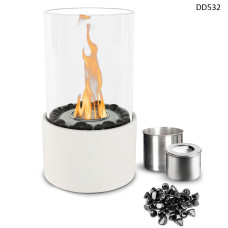 Șemineu decorativ rotund cu bioetanol, alb, cu pietre negre - DD532/DD536 - Sellzone.bg Șemineu decorativ rotund cu bioetanol, alb, cu pietre negre - DD532/DD536