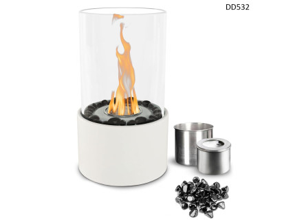 Șemineu decorativ rotund cu bioetanol, alb, cu pietre negre - DD532/DD536 - Sellzone.bg Șemineu decorativ rotund cu bioetanol, alb, cu pietre negre - DD532/DD536
