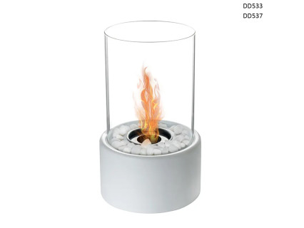 Șemineu rotund decorativ alb cu bioetanol și pietre albe - DD533/DD537 - Sellzone.bg Șemineu rotund decorativ alb cu bioetanol și pietre albe - DD533/DD537