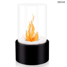 Șemineu decorativ rotund cu bioetanol – Negru cu pietre albe - DD534 - Sellzone.bg Șemineu decorativ rotund cu bioetanol – Negru cu pietre albe - DD534