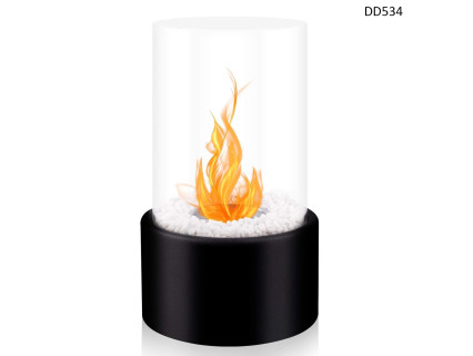 Șemineu decorativ rotund cu bioetanol – Negru cu pietre albe - DD534 - Sellzone.bg Șemineu decorativ rotund cu bioetanol – Negru cu pietre albe - DD534
