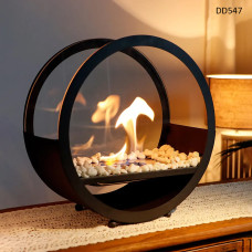 Semineu bioetanol design rotund, compact și elegant cu pietre decorative albe - DD547 - Sellzone.bg Semineu bioetanol design rotund, compact și elegant cu pietre decorative albe - DD547