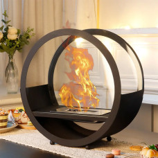 Șemineu de masă rotund pe bioetanol cu pietre decorative - DD548 - Sellzone.bg Șemineu de masă rotund pe bioetanol cu pietre decorative - DD548