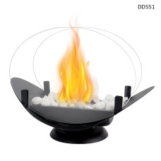 Șemineu de design cu bioetanol, sticlă rotundă și pietre decorative albe - DD551 - Sellzone.bg Șemineu de design cu bioetanol, sticlă rotundă și pietre decorative albe - DD551