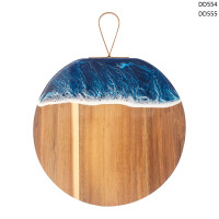 Tăbliță rotundă de bucătărie cu rășină epoxidică „Golf marin” din lemn de salcâm cu mâner din piele - DD554/DD555 - Sellzone.bg Tăbliță rotundă de bucătărie cu rășină epoxidică „Golf marin” din lemn de salcâm cu mâner din piele - DD554/DD555