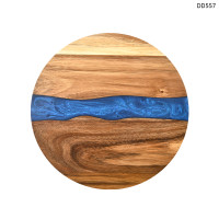 Tocător rotund de bucătărie cu rășină epoxidică albastră din lemn de acacia - DD557 - Sellzone.bg Tocător rotund de bucătărie cu rășină epoxidică albastră din lemn de acacia - DD557
