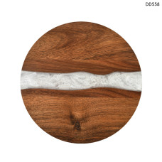 Tocator rotund din lemn de salcâm cu rășină epoxidică „Marmură” - DD558 - Sellzone.bg Tocator rotund din lemn de salcâm cu rășină epoxidică „Marmură” - DD558