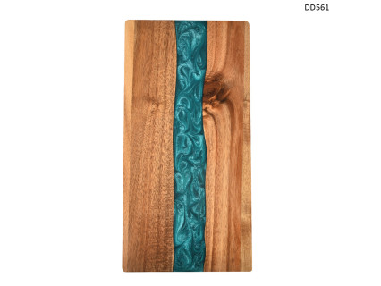 Placă alungită din lemn de salcâm cu rășină epoxidică turcoaz - DD561 - Sellzone.bg Placă alungită din lemn de salcâm cu rășină epoxidică turcoaz - DD561
