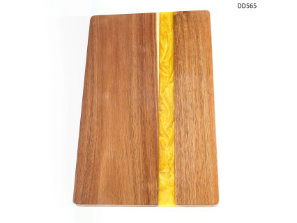 Tocator cu rășină epoxidică galbenă din lemn de acacia - DD565 - Sellzone.bg Tocator cu rășină epoxidică galbenă din lemn de acacia - DD565