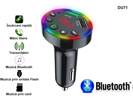 Transmițător radio Bluetooth LED cu slot pentru card și 2 porturi USB - DU71 - Sellzone.bg Transmițător radio Bluetooth LED cu slot pentru card și 2 porturi USB - DU71