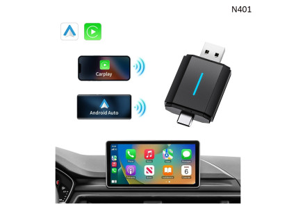 Adaptor wireless CarPlay și Android Auto cu USB-C și USB-A - N401 - Sellzone.bg Adaptor wireless CarPlay și Android Auto cu USB-C și USB-A - N401