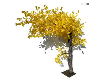 Copac artificial de toamna curbat pentru decor 2m galben - PL328 - Sellzone.bg Copac artificial de toamna curbat pentru decor 2m galben - PL328