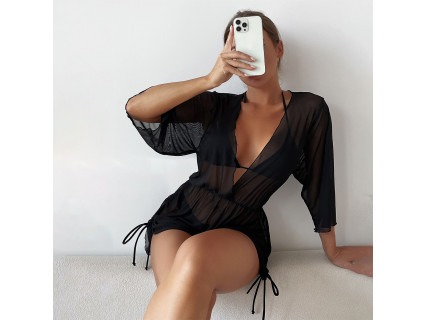 Costum de baie negru din trei piese - W0507-W0509 - Sellzone.bg Costum de baie negru din trei piese - W0507-W0509