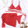Set costume de baie roșu din trei piese pentru plajă - W0519-W0521 - Изображение 1 - Sellzone.bg Set costume de baie roșu din trei piese pentru plajă - W0519-W0521 - Изображение 1
