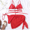 Set costume de baie roșu din trei piese pentru plajă - W0519-W0521 - Изображение 2 - Sellzone.bg Set costume de baie roșu din trei piese pentru plajă - W0519-W0521 - Изображение 2