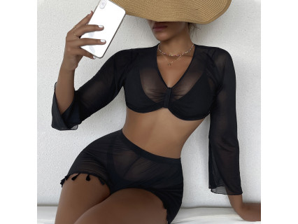 Set costum de baie negru din două piese - W0543-W0545 - Sellzone.bg Set costum de baie negru din două piese - W0543-W0545