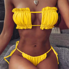 Costum de baie galben cu efect de push - W0704 - Sellzone.bg Costum de baie galben cu efect de push - W0704