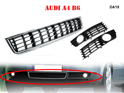 Kit tuning grila si grile pentru halogeni pentru Audi A4 B6 - DA19 - Sellzone.bg Kit tuning grila si grile pentru halogeni pentru Audi A4 B6 - DA19