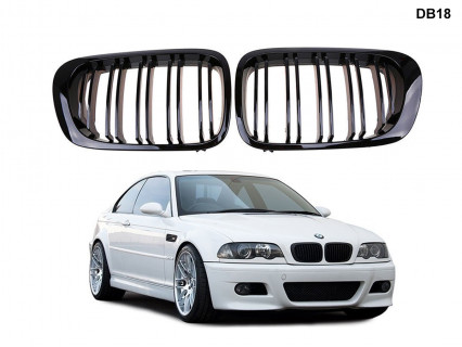 Grile duble M negre pentru BMW E46 Coupe 99-03 - DB18