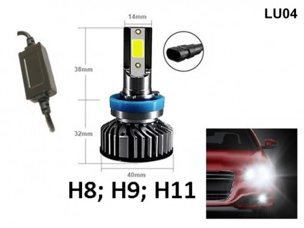 Becuri LED albe rezistente la apă H8 H9 H11, 36W, 6500k - LU04