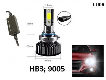 Becuri LED HB3 9005 cu lumina albă fără interferențe radio - DC 9V-36V - LU06 - Sellzone.bg Becuri LED HB3 9005 cu lumina albă fără interferențe radio - DC 9V-36V - LU06