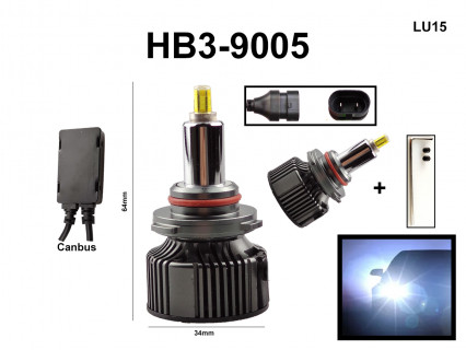 Becuri cu diodă LED HB3 9005 din aluminiu cu instalare ușoară - 25mm - LU15 - Sellzone.bg Becuri cu diodă LED HB3 9005 din aluminiu cu instalare ușoară - 25mm - LU15